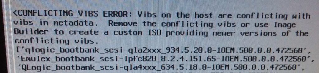 HP DL360p g8 ESXi 5.5 to 6.5 upgrade conflicting_vibs_error