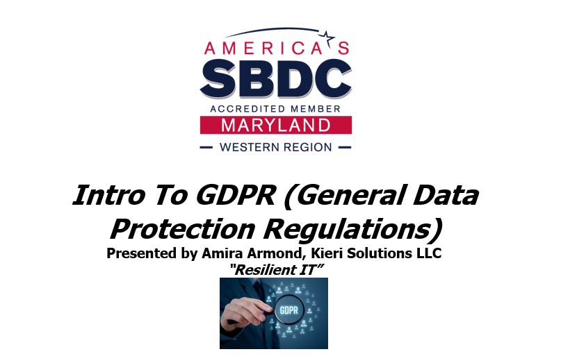 SBDC - Intro to GDPR training - Frederick MD