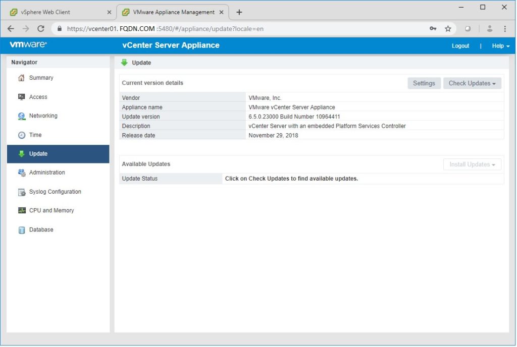 find vmware vcenter version and release date 6.5 6