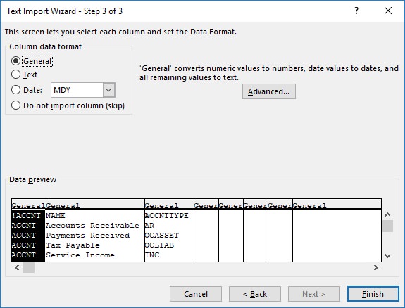 17hats conversion wizard step 3 tab csv excel