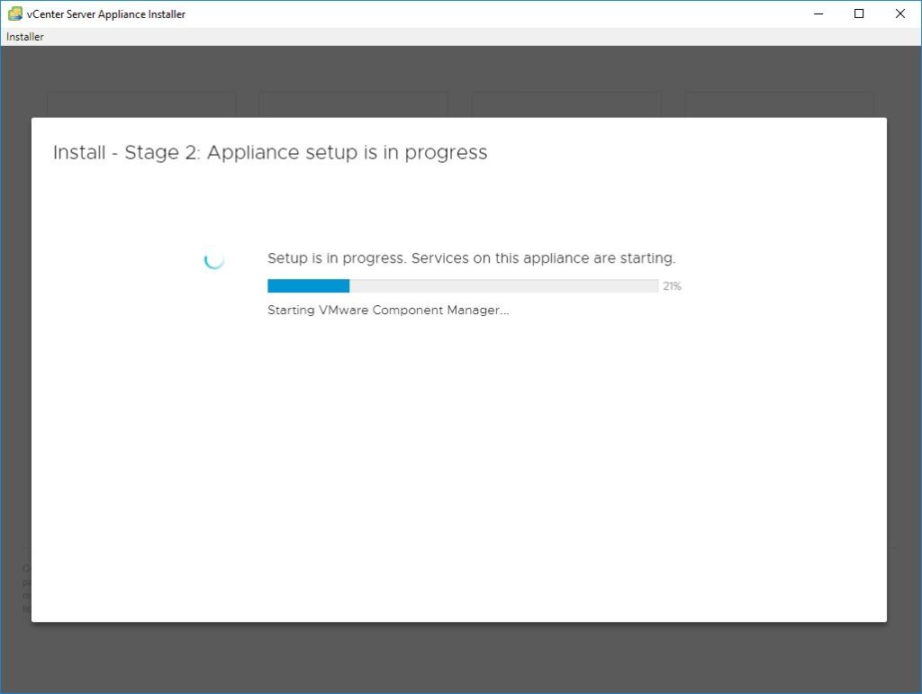 15. How long does it take to complete Stage 2, Appliance setup? For me, it took 10 minutes. If it takes more than 45 minutes, your deployment is probably failing.