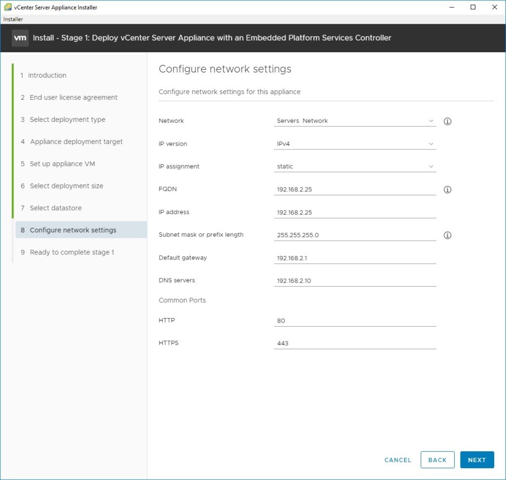 vcenter ip address no dns