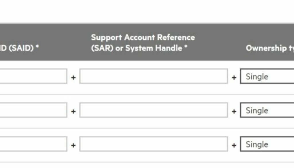 hpe hp register account SAR ID service agreement warranty how accept