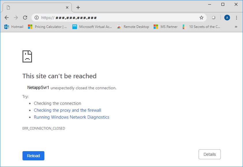 netapp certificate expired install site cant be reached