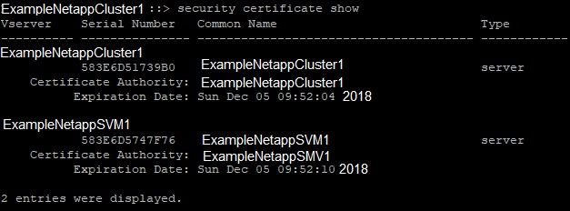 netapp security certificate show create install