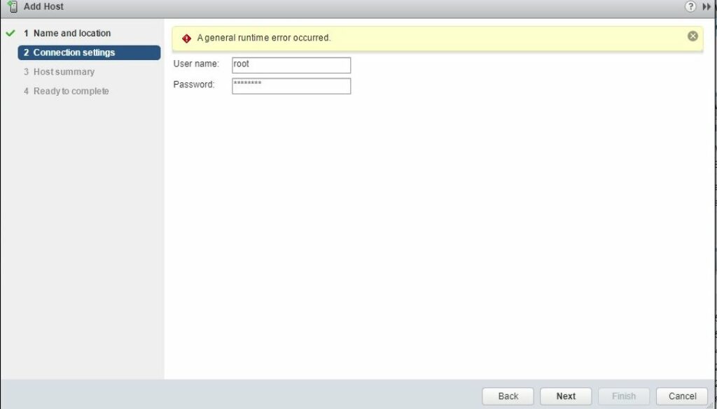 add host a general runtime error occurred vcenter 6.5 6.7