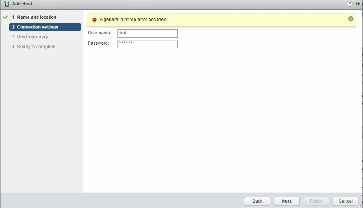add host a general runtime error occurred vcenter 6.5 6.7