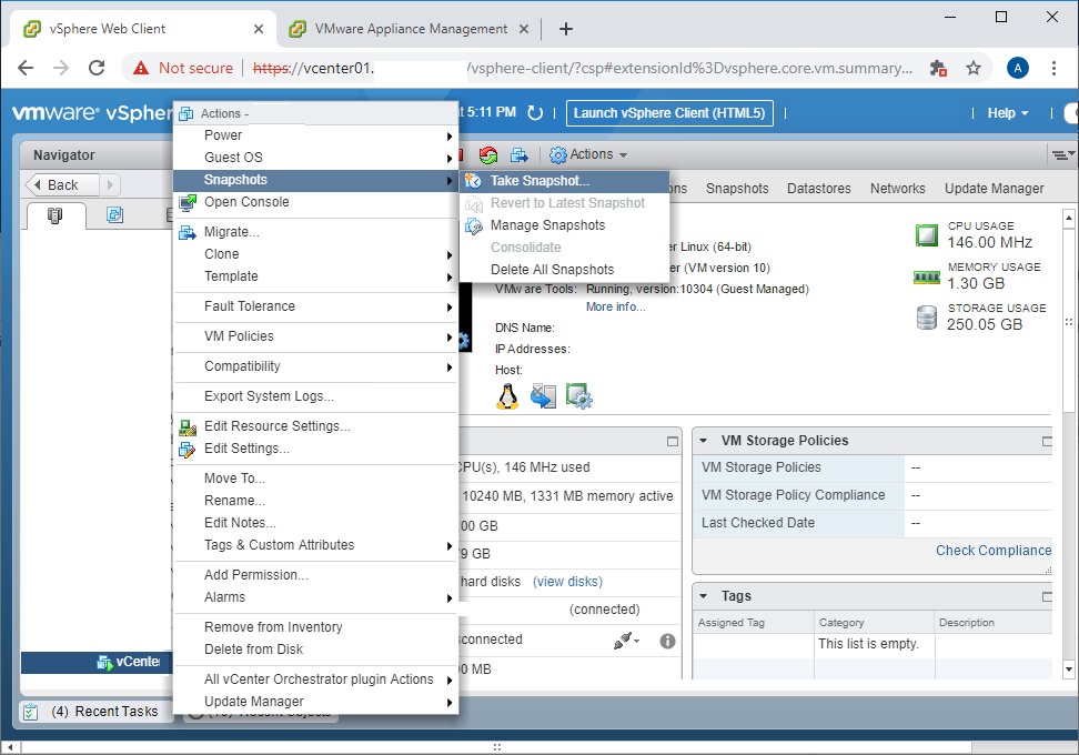 how to set scratch directory vmware vcenter 6.5 update 2