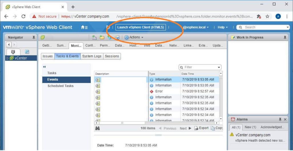 At the top of the vSphere web client there is a button Launch vSphere Client HTML5