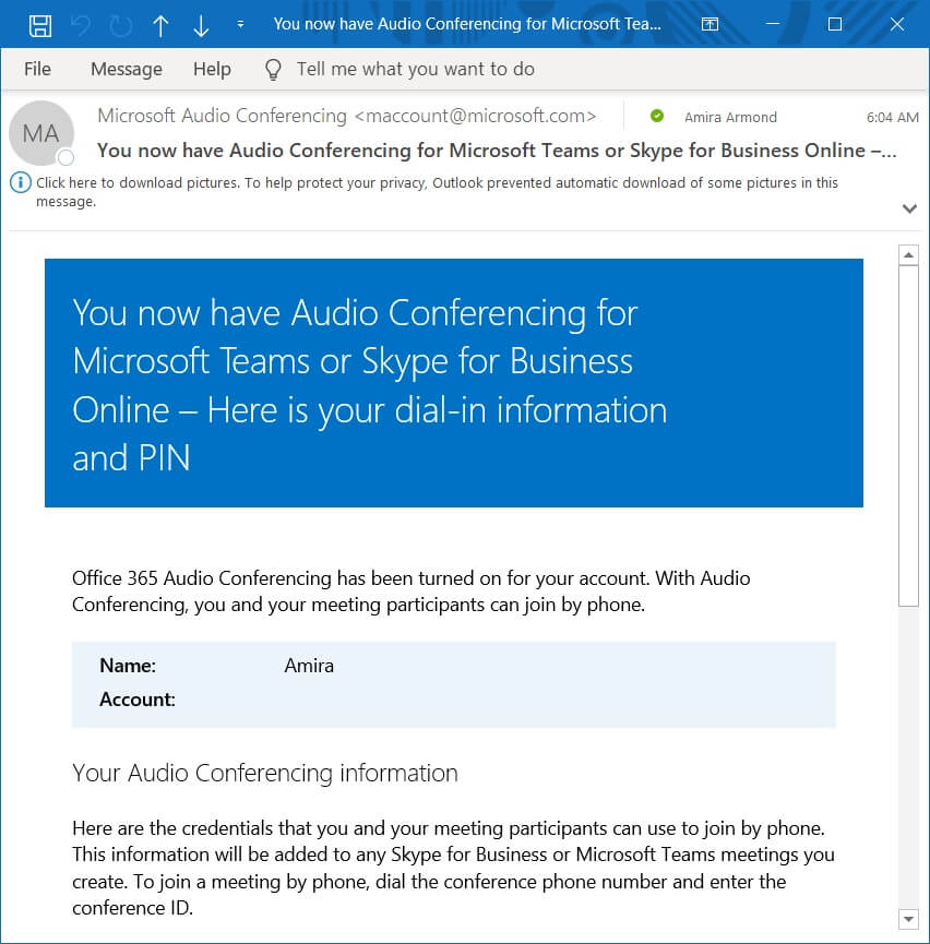 Microsoft teams audio conferencing phone number and pin email