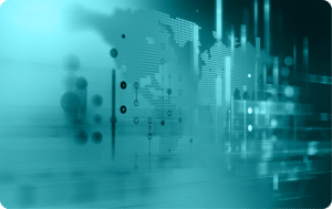 Abstract data cityscape tied to out of scope assets in a CMMC assessment by Kieri Solutions