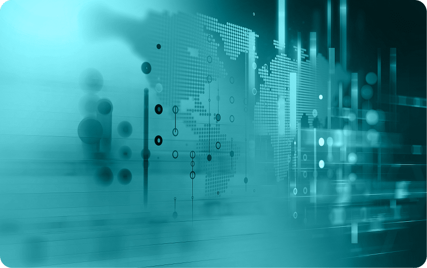 Abstract data cityscape tied to out of scope assets in a CMMC assessment by Kieri Solutions